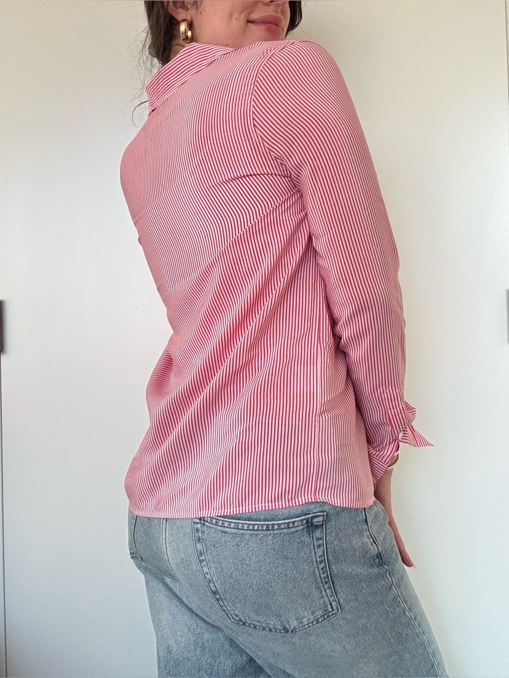Equipment 100% silk Pink and White Striped Blouse sz S - Picture 5 of 14